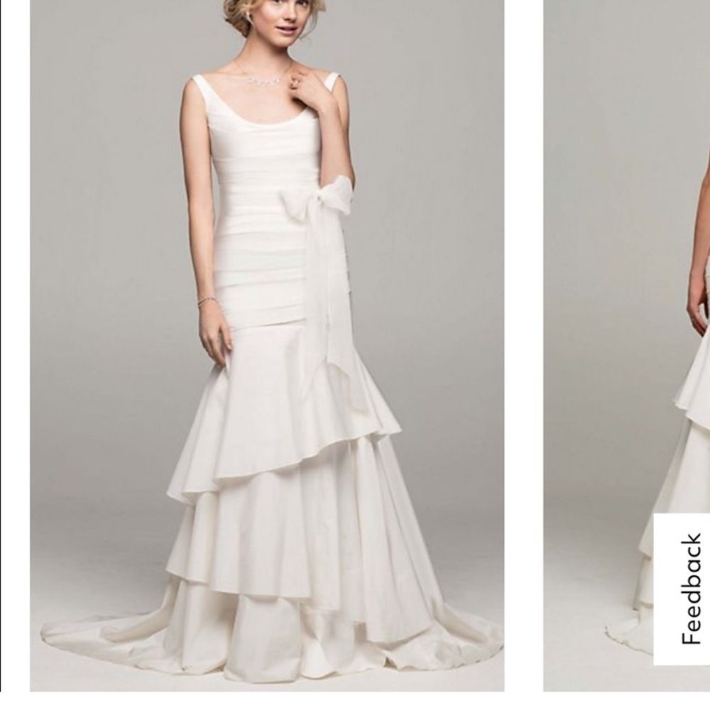 New With Tags size 4 Davids Bridal Ivory Taffeta gown